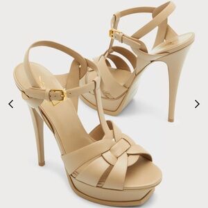 YSL Tribute Platform Sandals in Patent Leather